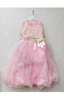 Baby Pink Net Kids Dress With Beads Work (KRB21)